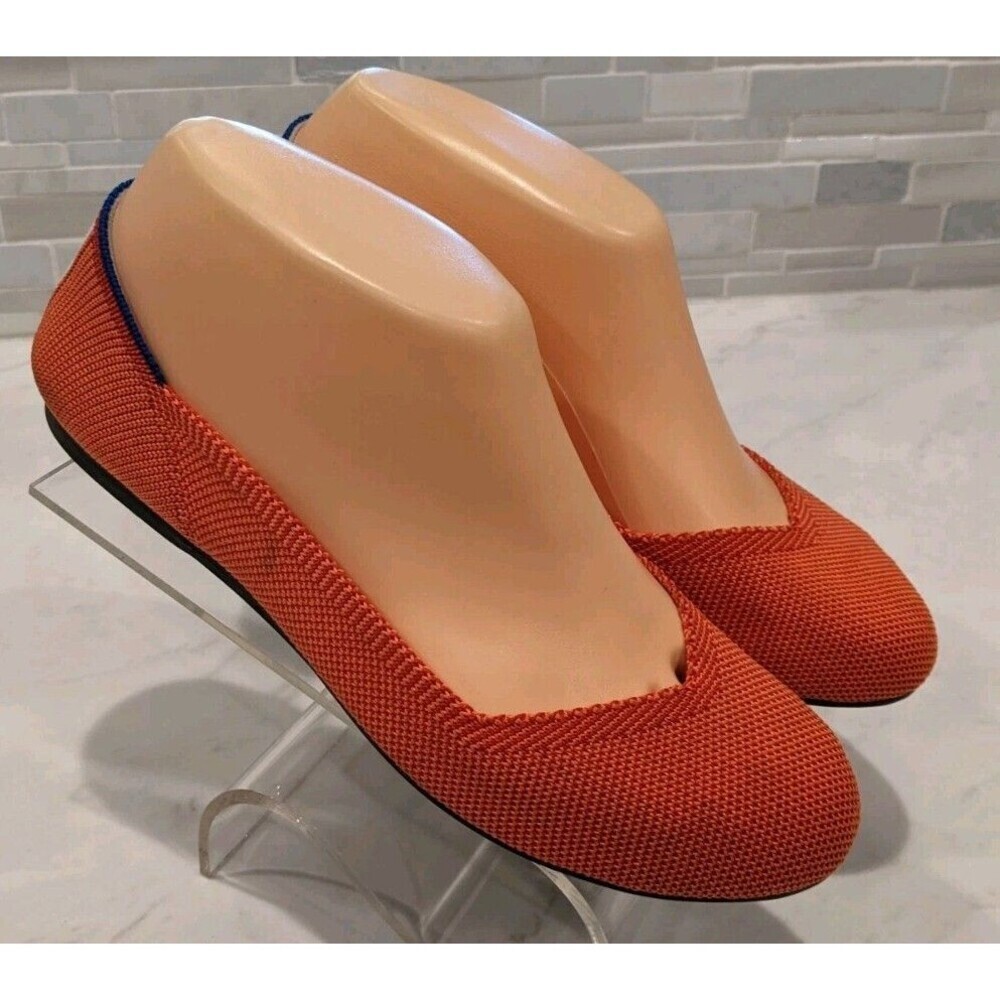 Women's Rothy's The Flat In Persimmon Marina Stripe Shoes Size 6 - Picture 2 of 6